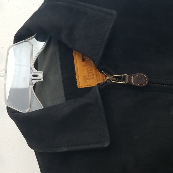 TIMBERLAND Vintage Weatherproof Suede Leather Bomber Black Large - Picture 2 of 12